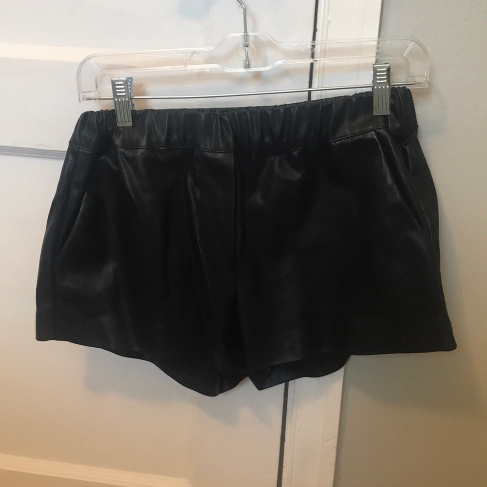 BlankNYC black leather shorts size small, scrunched waistline, no zipper
